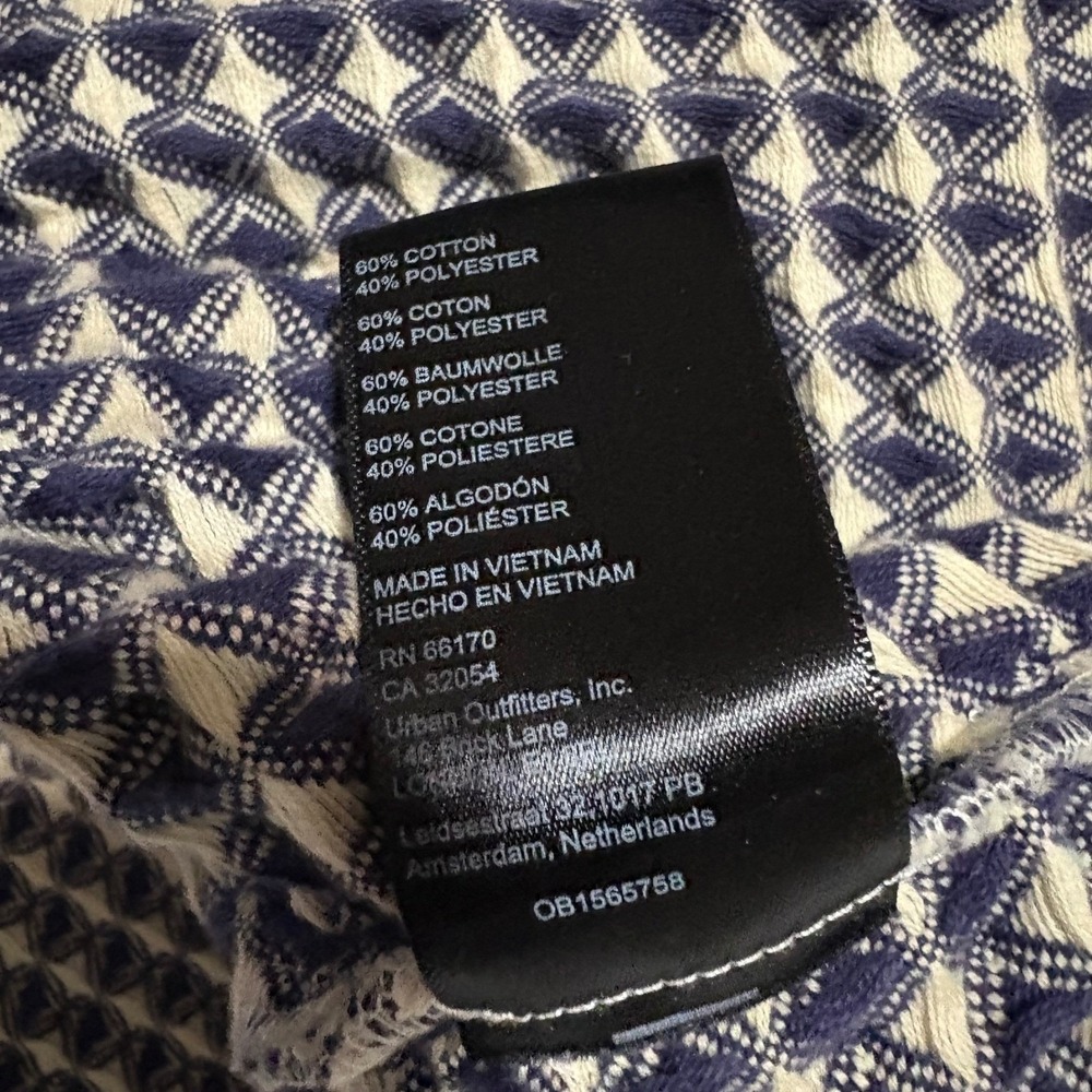 BDG Urban Outfitters Mens Small Blue Geometric Jacquard Button Down Shirt - Picture 5 of 5
